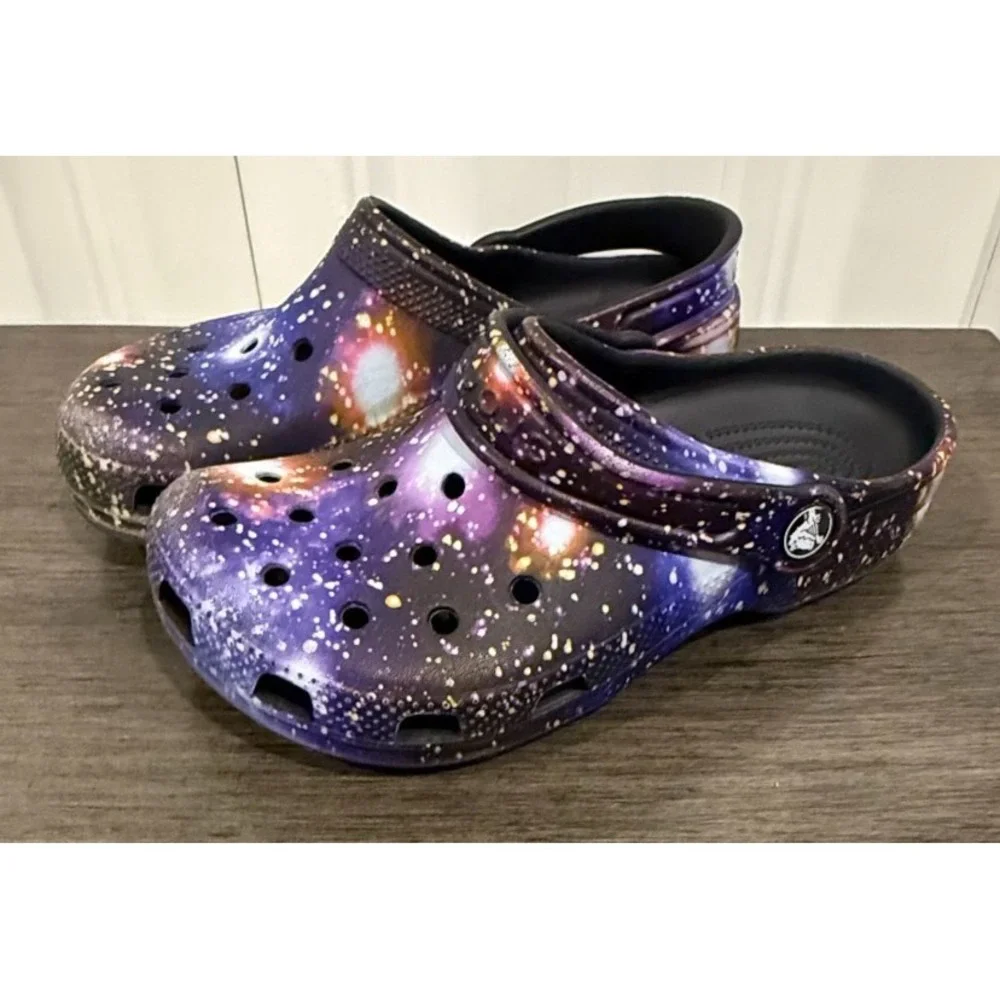 Crocs Classic Clog Purple Galaxy Space Print Kids J1 J2 Unisex Slip On